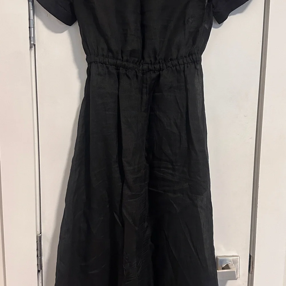 J.Crew Sheer Black Button-Front Tie Waist Women's Dress Size 0